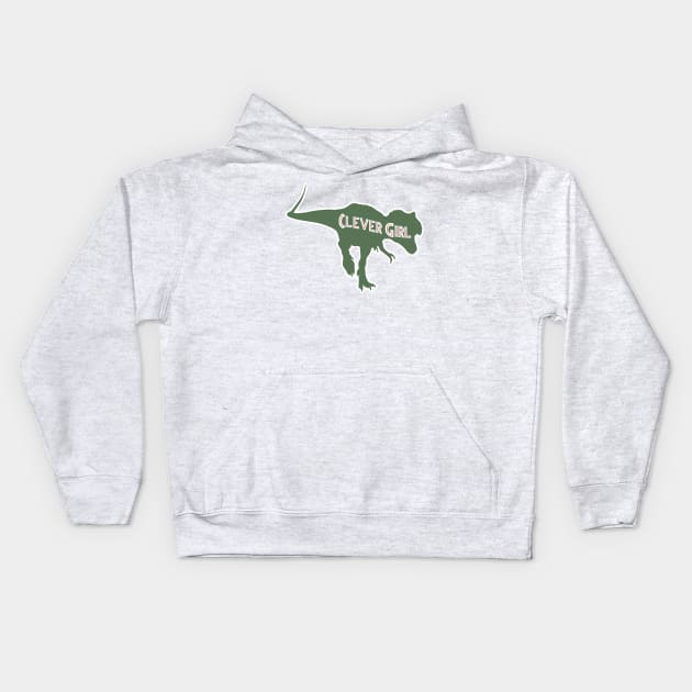 Velociraptor Clever Girl Raptor Jurassic Dinosaur Kids Hoodie by Grassroots Green